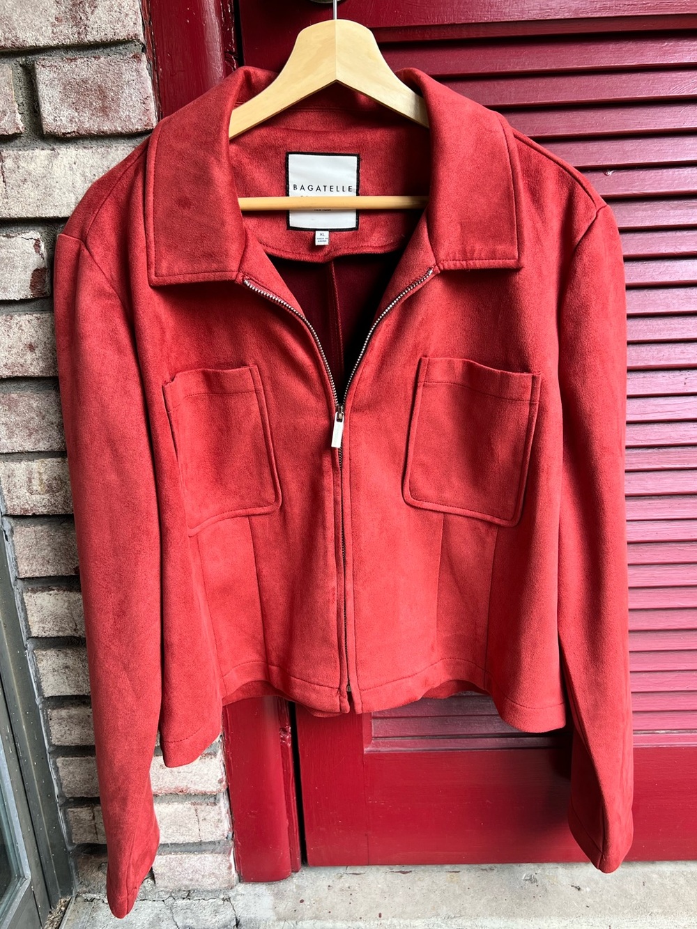 Bagatelle Collection Red Rust Faux Suede Zip Lightweight Jacket Extra Large - Picture 2 of 10